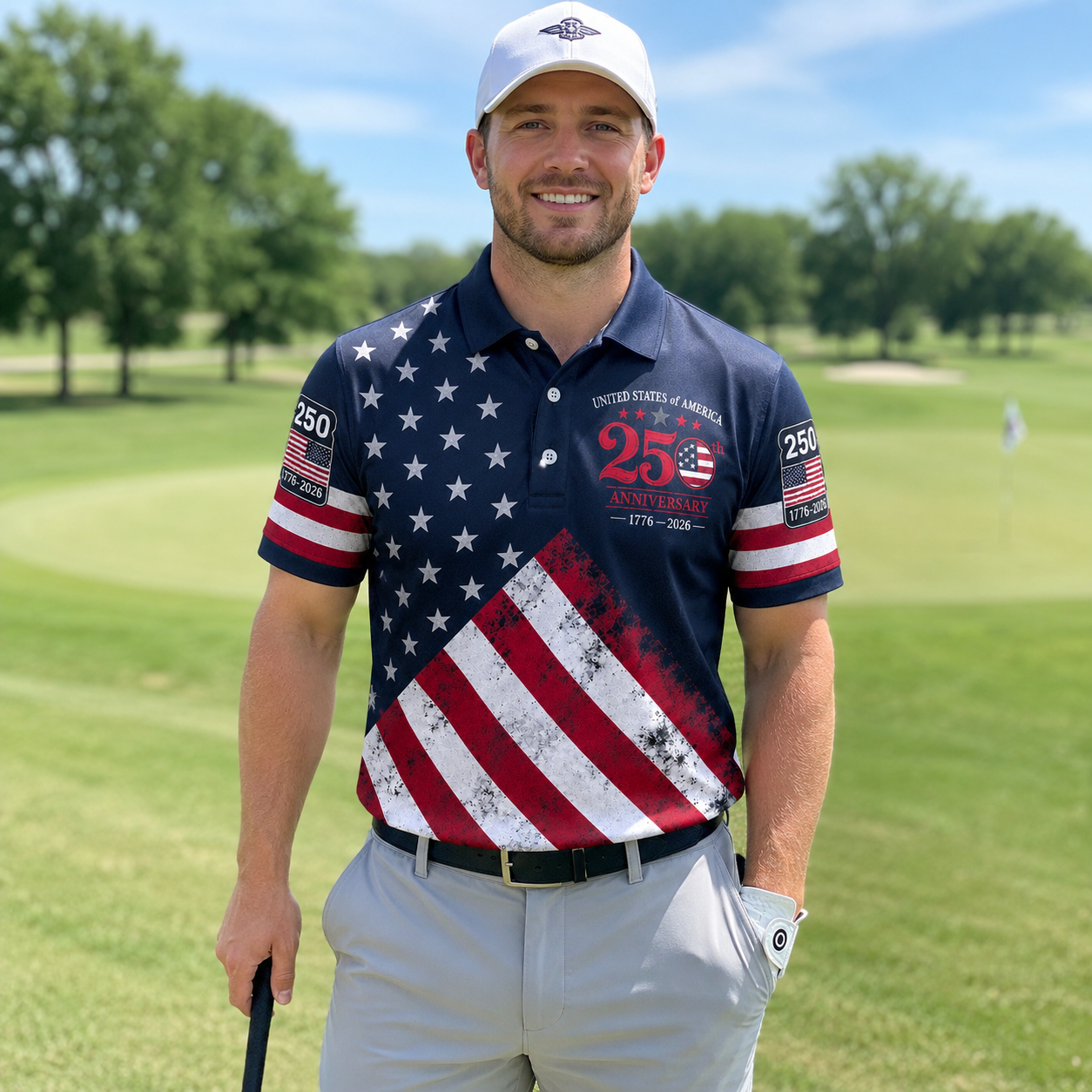 The United We Stand Patriotic Eagle - USA 250th Anniversary Polo Shirt