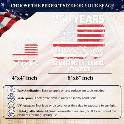 🔥 LIMITED TIME OFFER - Semiquincentennial 250 Years USA Flag High Quality UV DTF 3D Decal