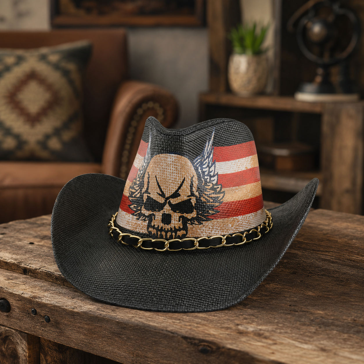 Skull Wing Western Style Unisex Cowboy Hat - USA 250th Anniversary Fedora Hat
