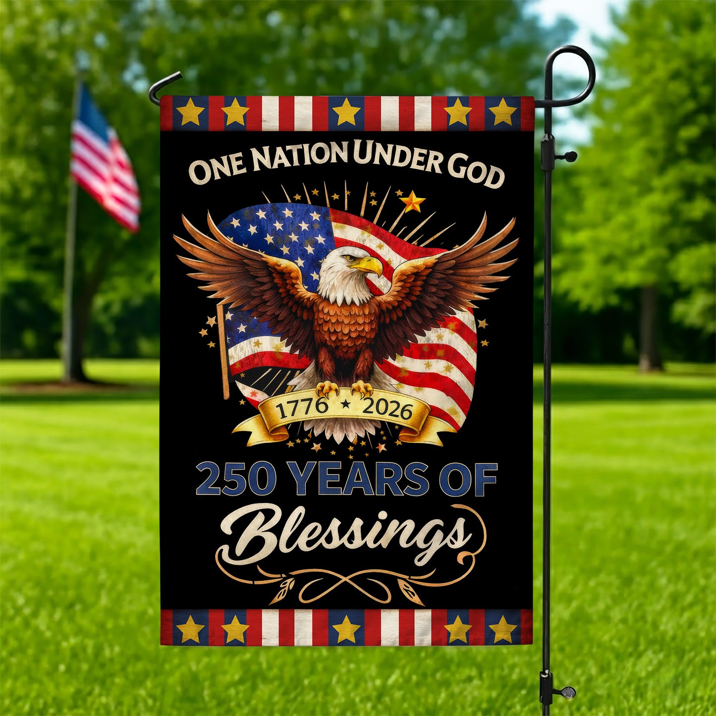 Eagle Design 250th Anniversary American Flag – One Nation Under God, 1776-2026