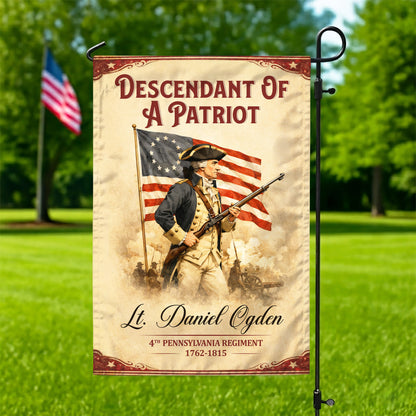 Personalized 250th Anniversary USA Flag - Descendant of a Patriot, Customizable Name