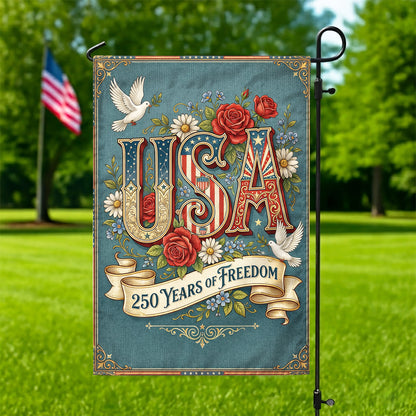 USA 250th Anniversary American Flag, 250 Years Of Freedom Vintage Patriotic Decor
