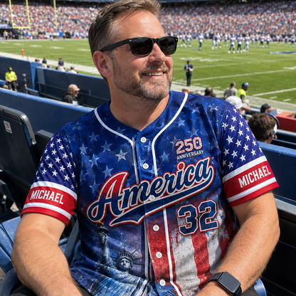 Personalized America Patriotic 250th Anniversary Baseball Jersey Shirt