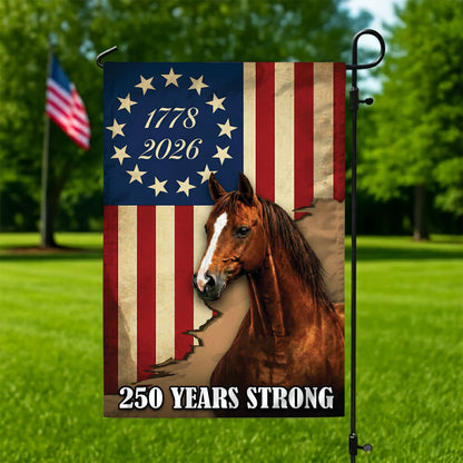 250 Years Strong Horse American Flag 1778 - 2026