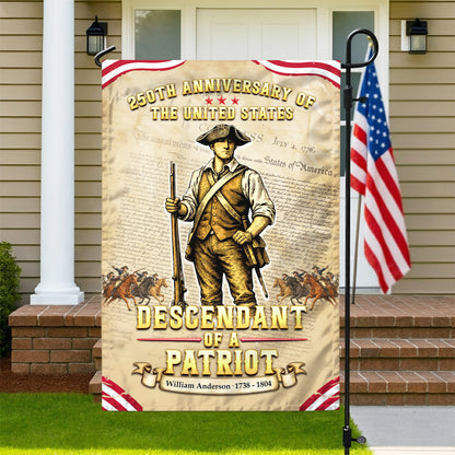 Personalized 250th Anniversary Flag – Descendant of a Patriot, USA 1776-2026