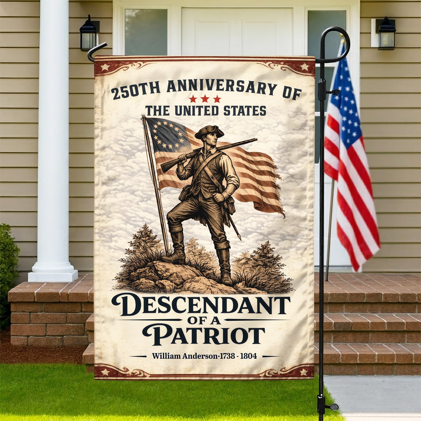 USA 250th Anniversary Flag – Personalized with 'Descendant of a Patriot' 1776-2026