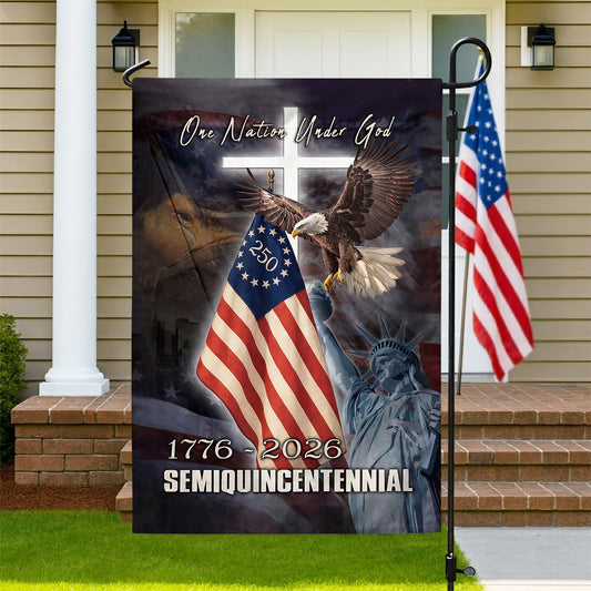 250th Anniversary American Flag, One Nation Under God Patriotic Eagle