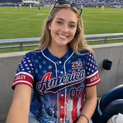 Personalized America Patriotic 250th Anniversary Baseball Jersey Shirt