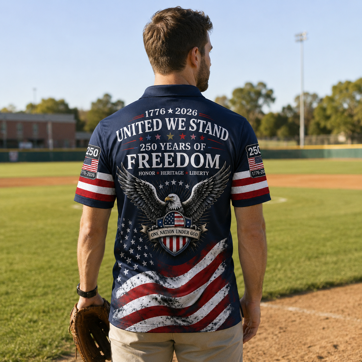 The United We Stand Patriotic Eagle - USA 250th Anniversary Polo Shirt