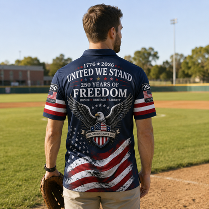 The United We Stand Patriotic Eagle - USA 250th Anniversary Polo Shirt