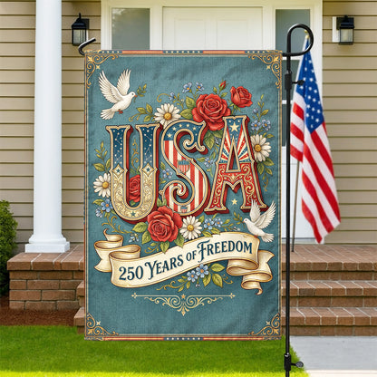 USA 250th Anniversary American Flag, 250 Years Of Freedom Vintage Patriotic Decor