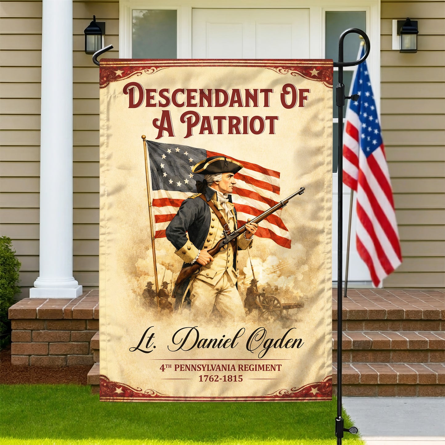 Personalized 250th Anniversary USA Flag - Descendant of a Patriot, Customizable Name