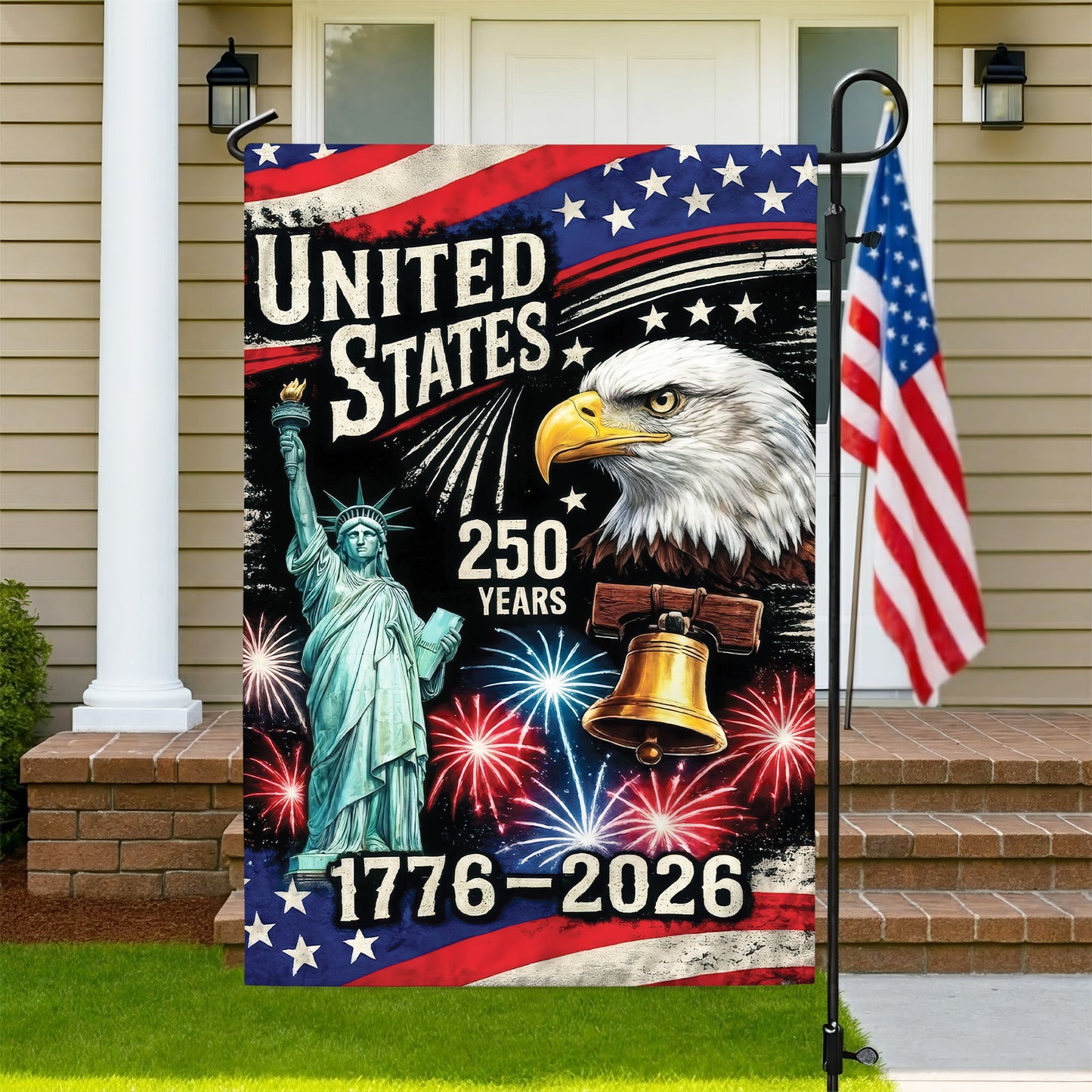 United States 250th Anniversary Flag - 1776-2026 with Eagle and Statue of Liberty