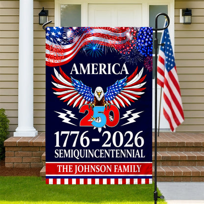 Personalized American Flag 250th Anniversary 1776-2026 Patriotic Eagle Fireworks Semiquincentennial