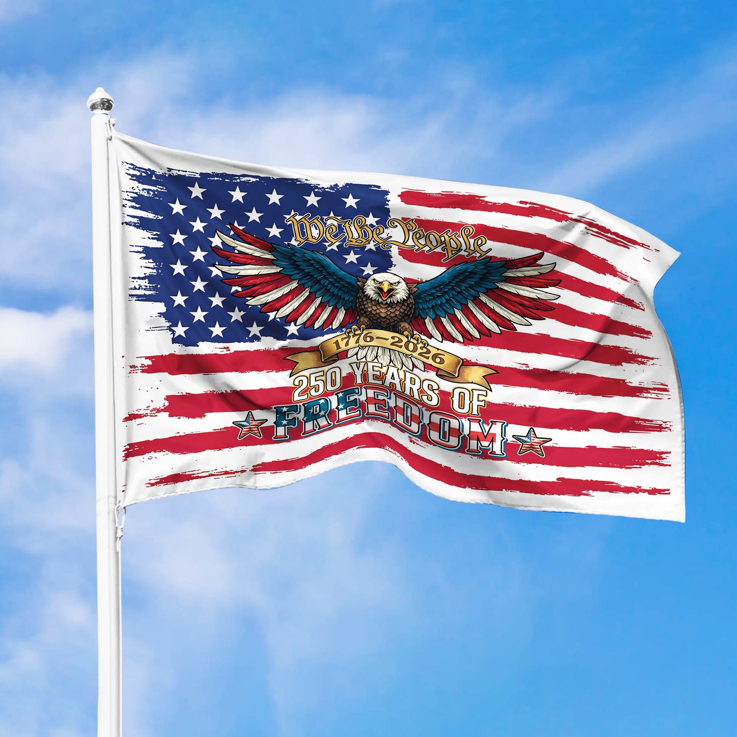 USA 250th Anniversary Flag – We The People with Eagle & Freedom Design, 1776-2026