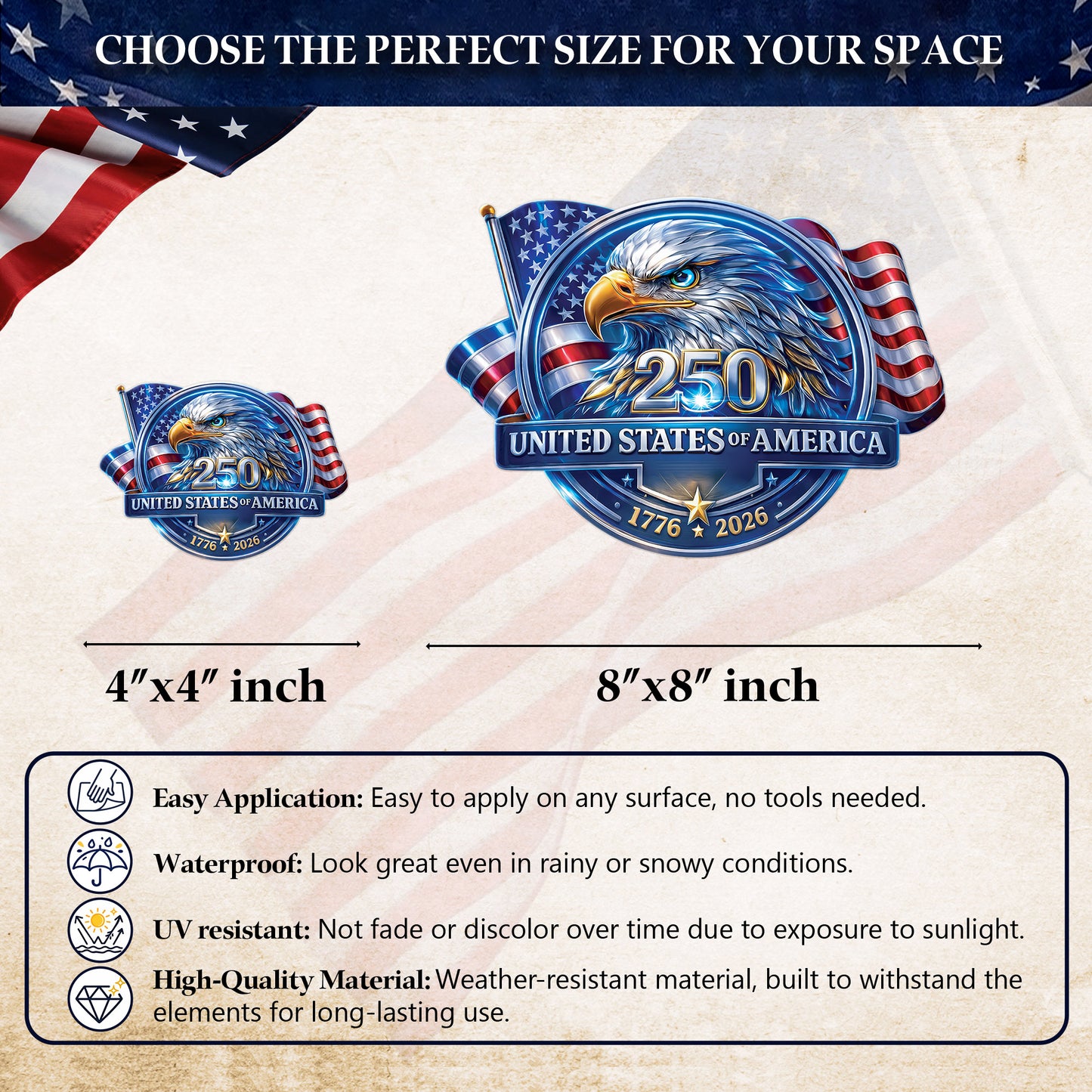 🔥 LIMITED TIME OFFER - United States of America Eagle High Quality UV DTF 3D Decal