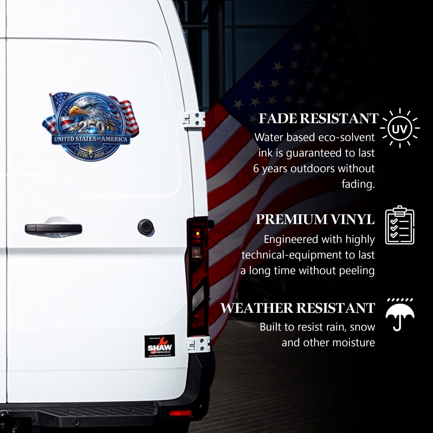 🔥 LIMITED TIME OFFER - United States of America Eagle High Quality UV DTF 3D Decal
