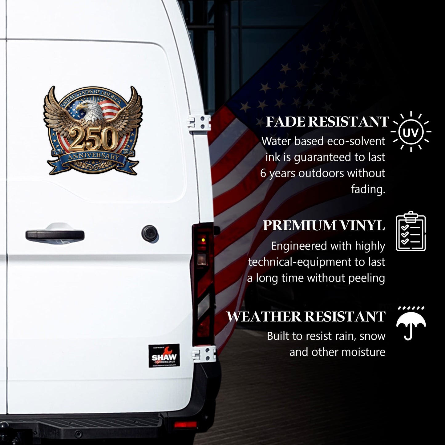 🔥 LIMITED TIME OFFER - American Eagle 250th Anniversary High Quality UV DTF 3D Decal