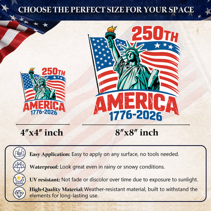 🔥 LIMITED TIME OFFER - USA Flag Liberty Statue 250th Anniversary High Quality UV DTF 3D Decal