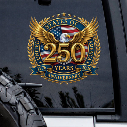 God Bless America 250th Anniversary, Christian Eagle Patriotic Window High Quality UV DTF 3D Decal