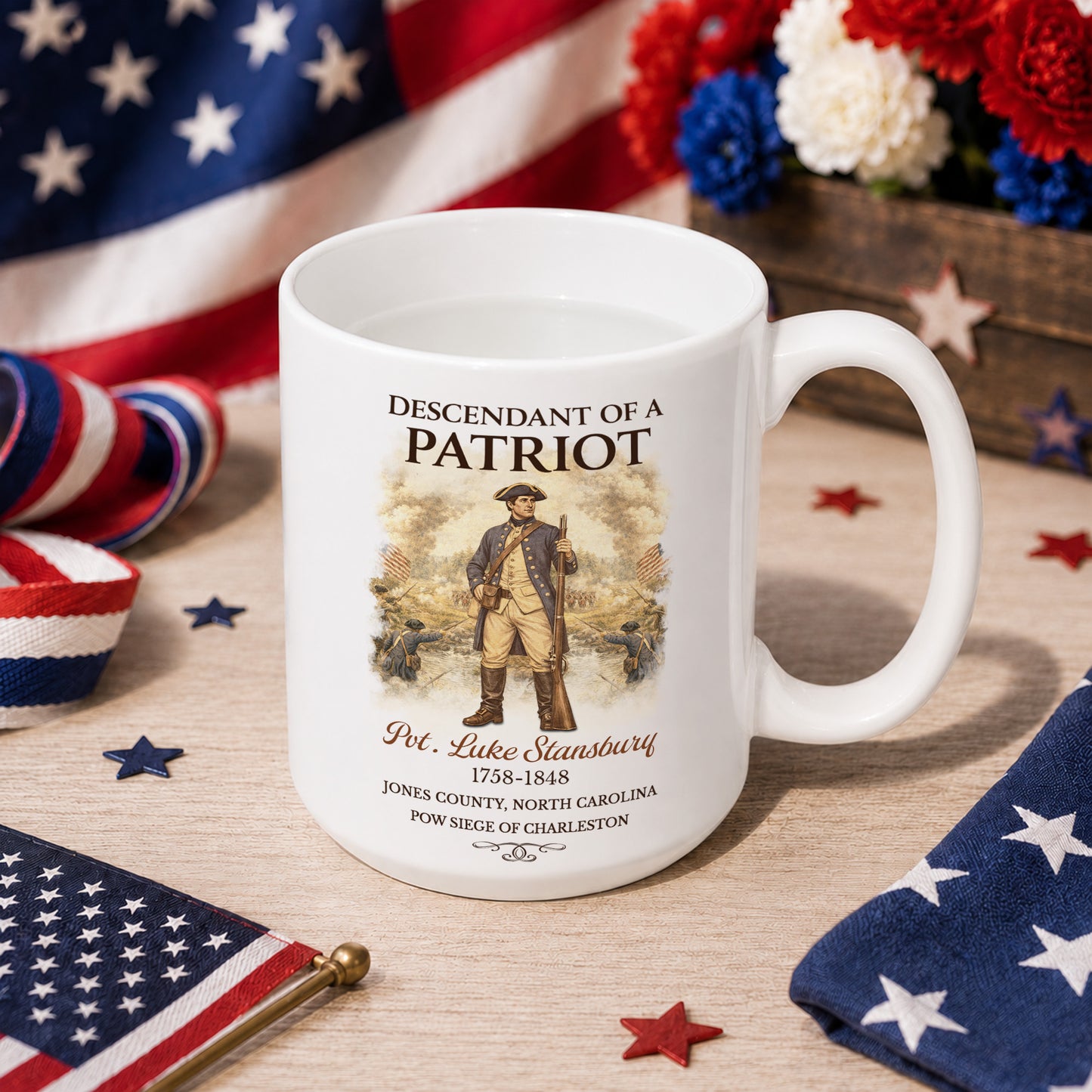 Personalized Descendant of a Patriot Mug - America 250th Anniversary Gift