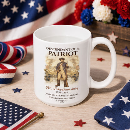 Personalized Descendant of a Patriot Mug - America 250th Anniversary Gift