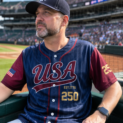 250 Years Est 1776 Of America - USA 250th Anniversary Baseball Jersey