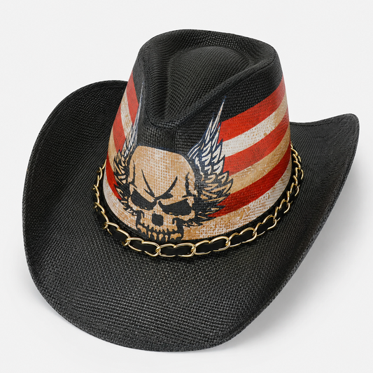 Skull Wing Western Style Unisex Cowboy Hat - USA 250th Anniversary Fedora Hat