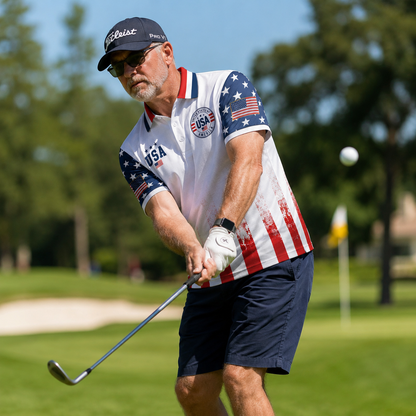 United We Stand America 1776 Polo Shirt - USA Flag Golf Shirt