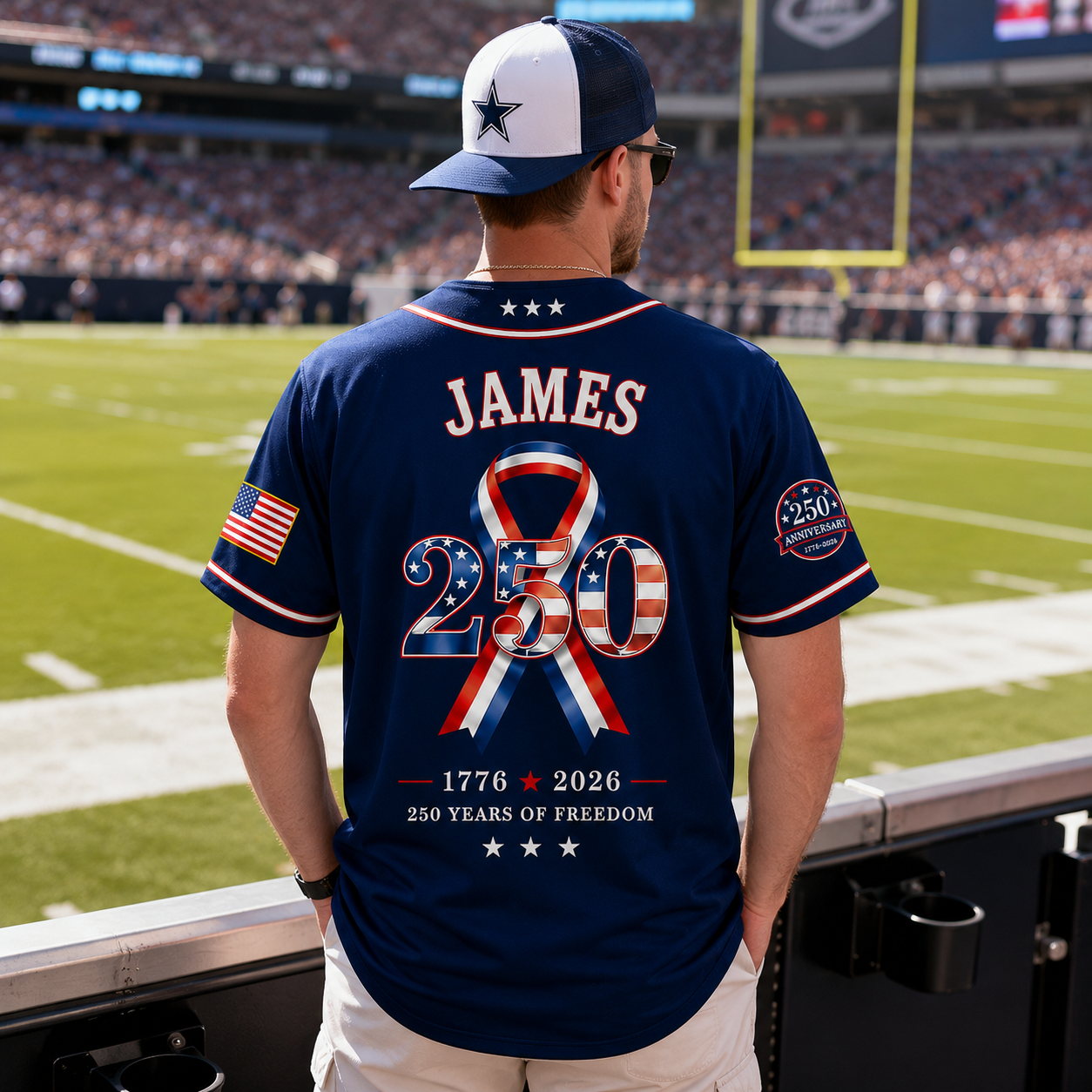 Personalized America 250 Years Patriotic - USA 250th Anniversary Baseball Jersey