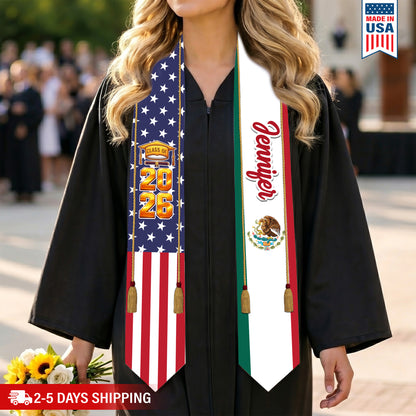 Country Flag Class of 2026 Stoles Sash, Graduation Gift, Senior Gift