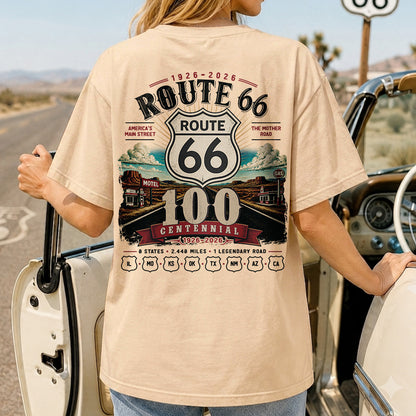[Two Side] Route 66 Centennial 8 States 2448 Miles Unisex T-Shirt 1926-2026