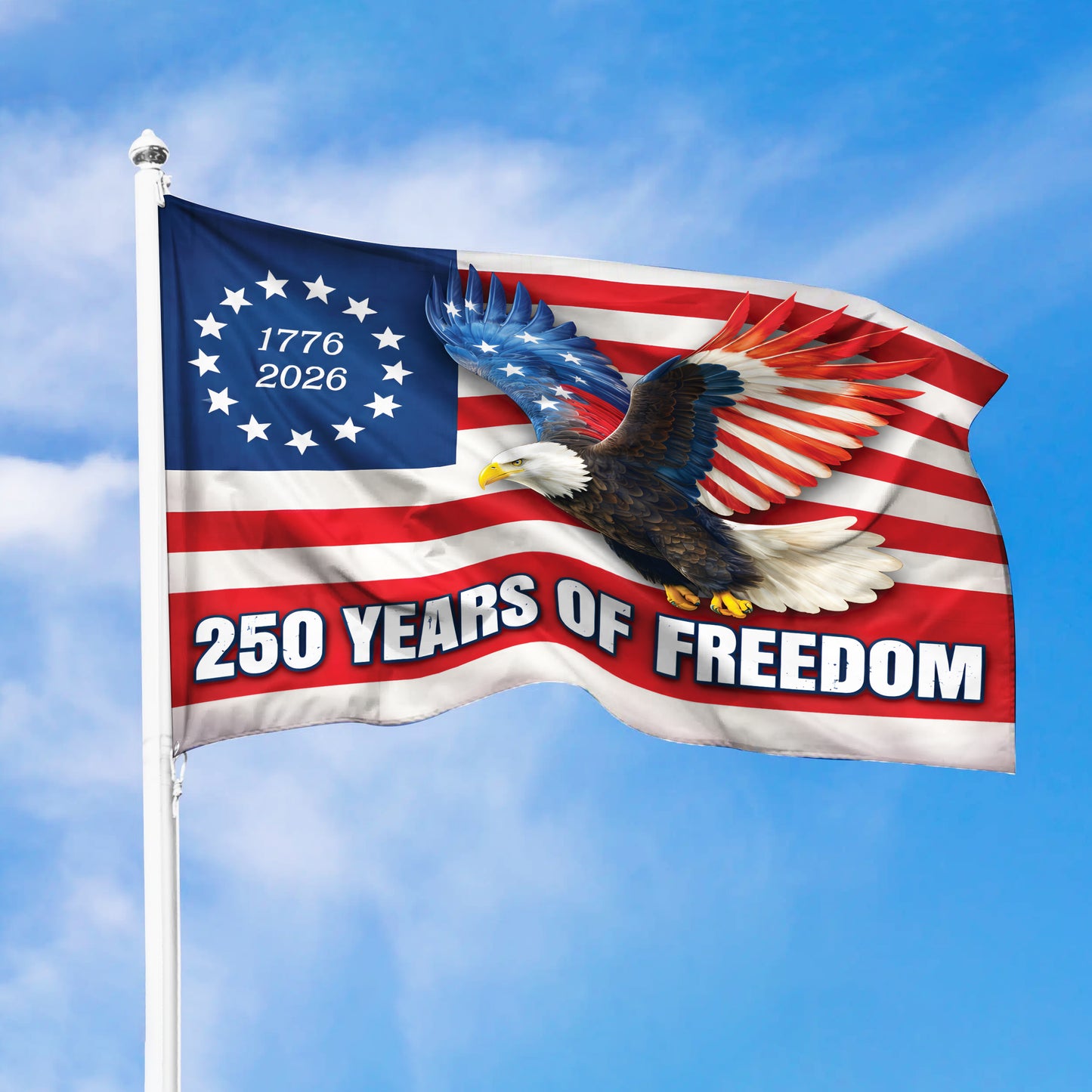 250 Years of Freedom Flag – USA 1776-2026 Eagle & Stars and Stripes Design