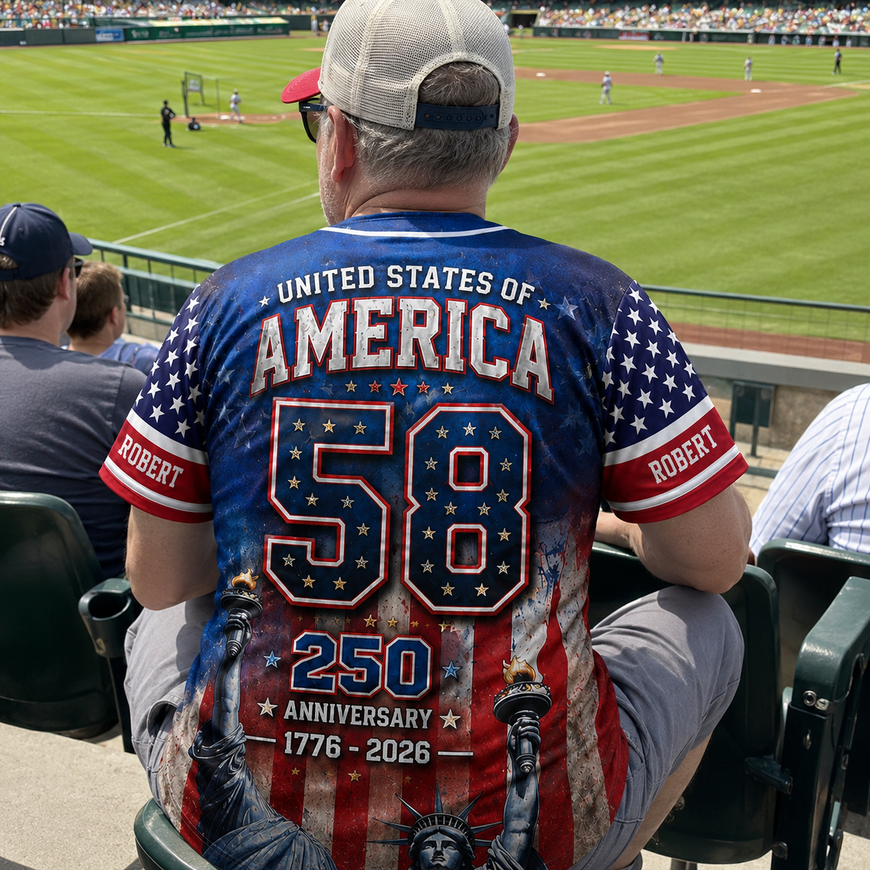 Personalized America Patriotic 250th Anniversary Baseball Jersey Shirt