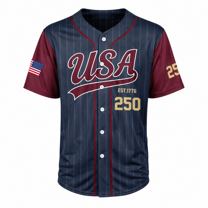 250 Years Est 1776 Of America - USA 250th Anniversary Baseball Jersey