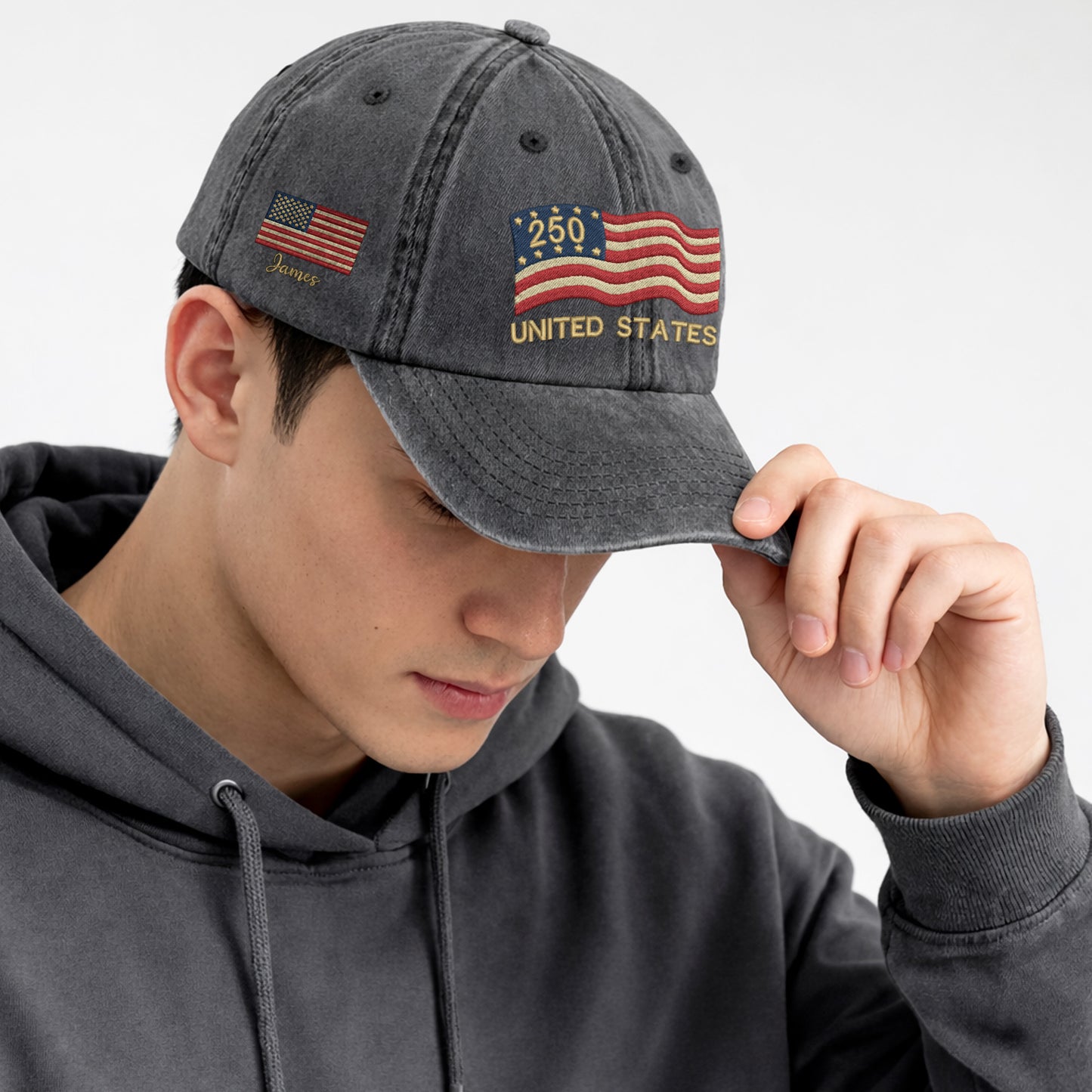 Personalized US 250 Years Anniversary Eagle Embroidered Vintage Washed Baseball Cap | 250th Anniversary Hat