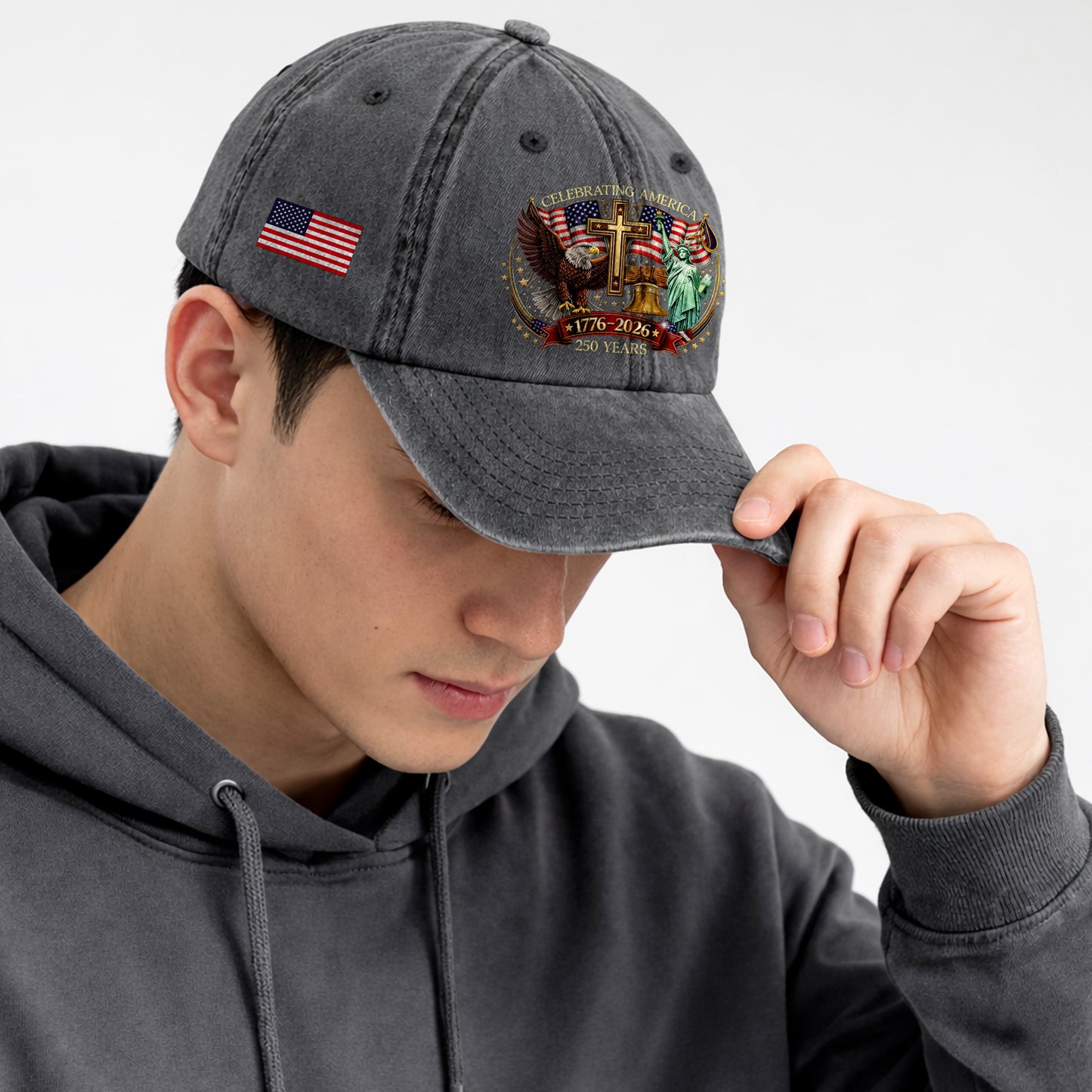 Faith Freedom America 250 Printed Vintage Washed Baseball Cap | 250th Anniversary Hat
