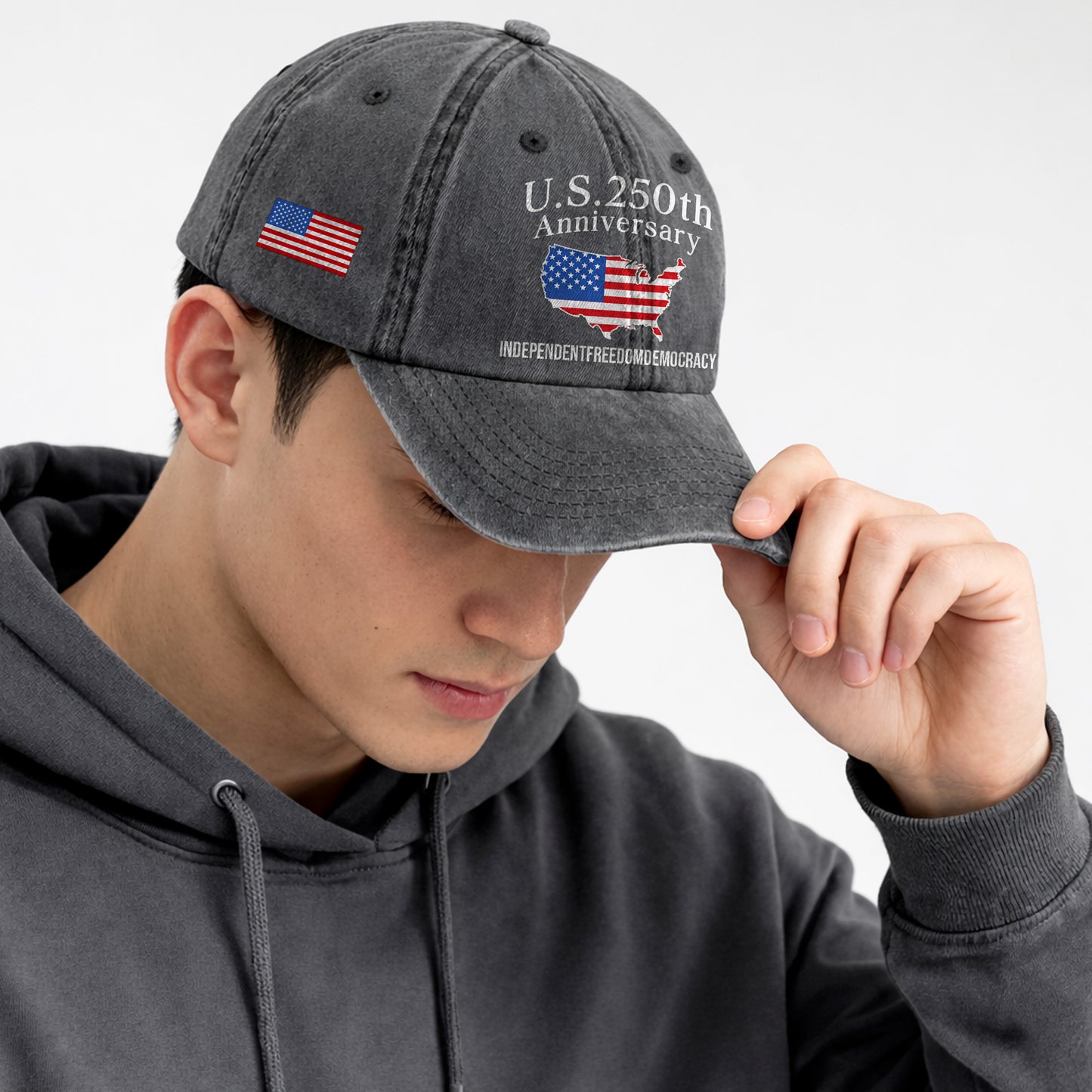 U.S. 250 Years USA Map Printed Vintage Washed Baseball Cap | 250th Anniversary Hat
