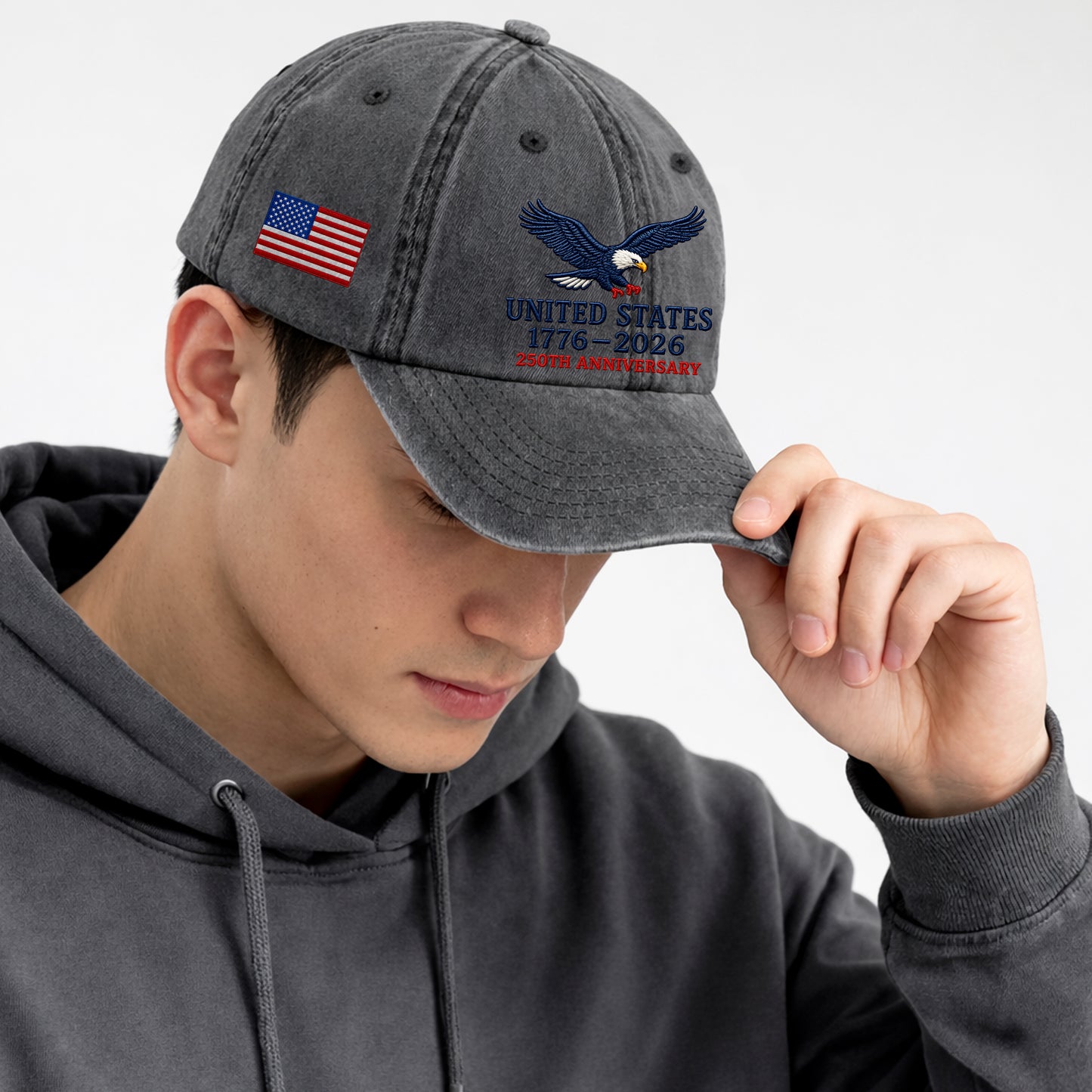 USA Eagle 1776-2026 Printed Vintage Washed Baseball Cap | 250th Anniversary Hat