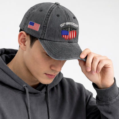 250 Years USA 250th Birthday Printed Vintage Washed Baseball Cap | 250th Anniversary Hat
