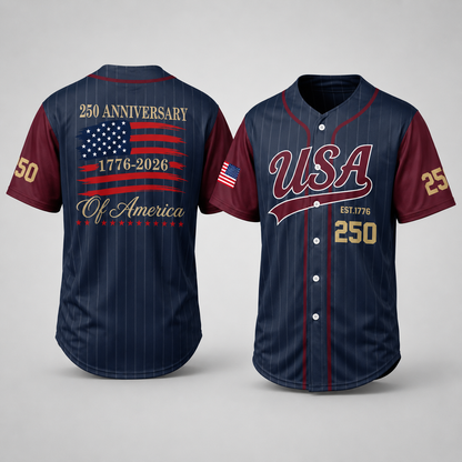 250 Years Est 1776 Of America - USA 250th Anniversary Baseball Jersey