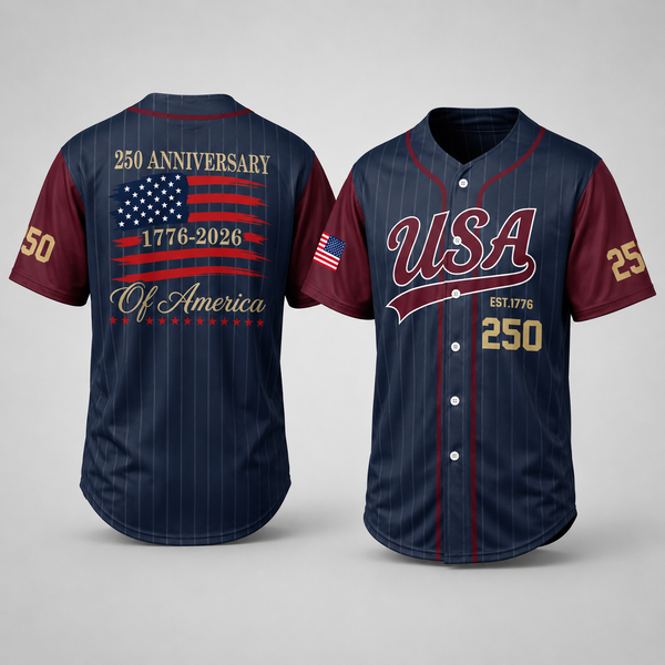 250 Years Est 1776 Of America - USA 250th Anniversary Baseball Jersey