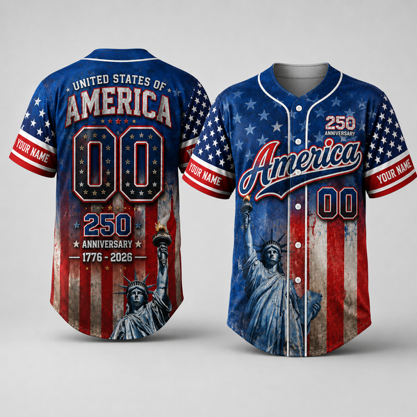 Personalized America Patriotic 250th Anniversary Baseball Jersey Shirt