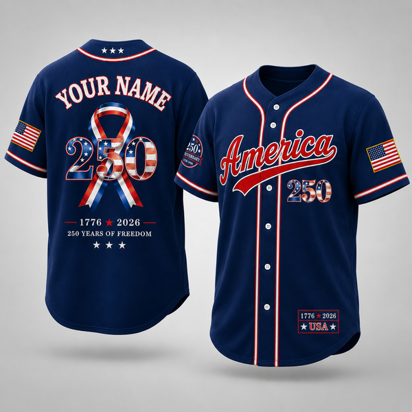 Personalized America 250 Years Patriotic - USA 250th Anniversary Baseball Jersey