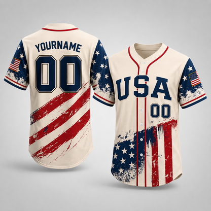 Personalized America 250 Years Patriotic - USA 250th Anniversary Baseball Jersey