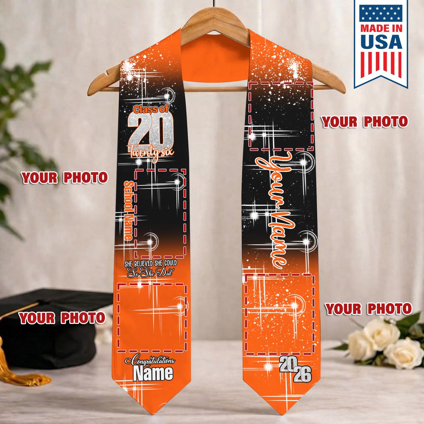 Custom Name & Photo She Believed She Could Graduation Stoles
