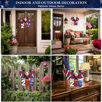 250th Anniversary Wood Sign Gift – Eagle & American Flag Design, 1776-2026