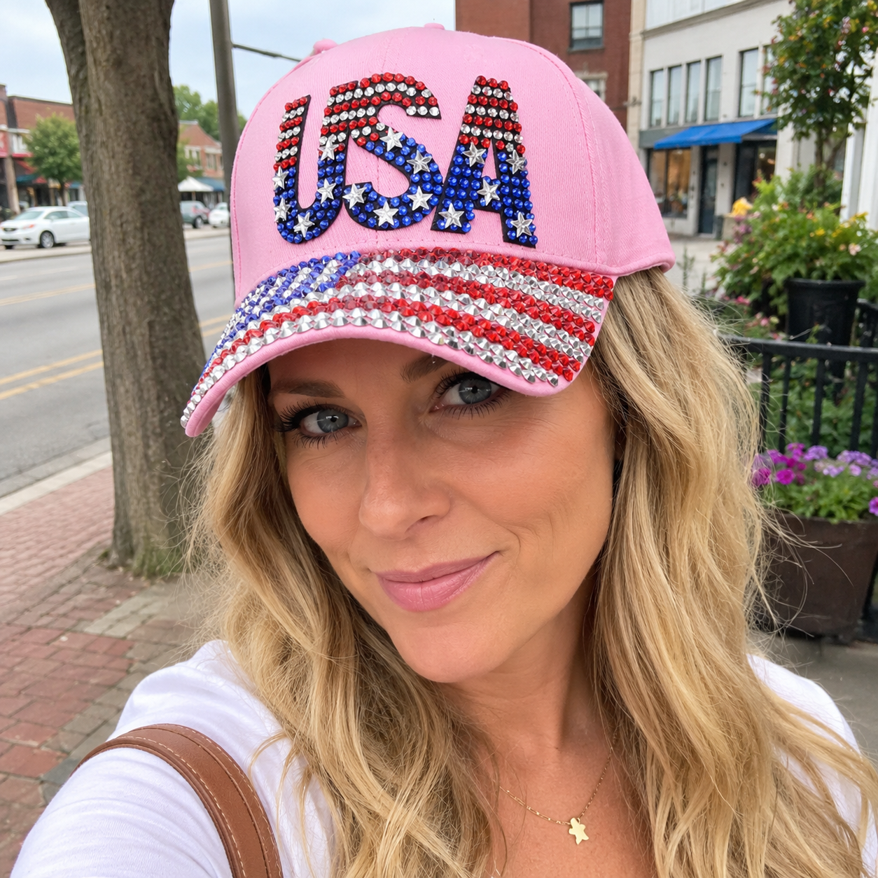 USA American Flag Rhinestone Patriotic Hat for July 4th – Patriotic Baseball Cap