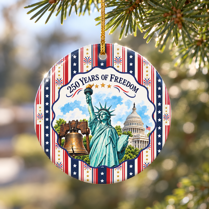 250 Years Of Freedom Liberty Bell Ceramic Ornament – Patriotic USA Decor