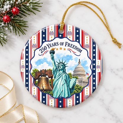 250 Years Of Freedom Liberty Bell Ceramic Ornament – Patriotic USA Decor